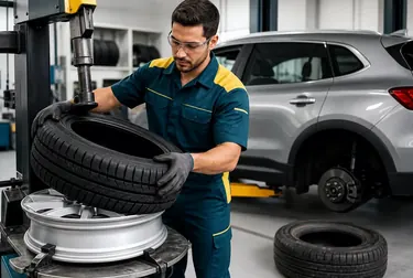 Profissional trocando um pneu em Camaçari.